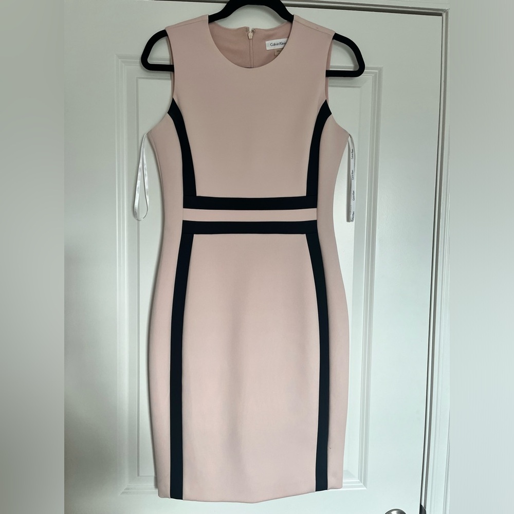 Calvin Klein Pink and Black Sheath Dress